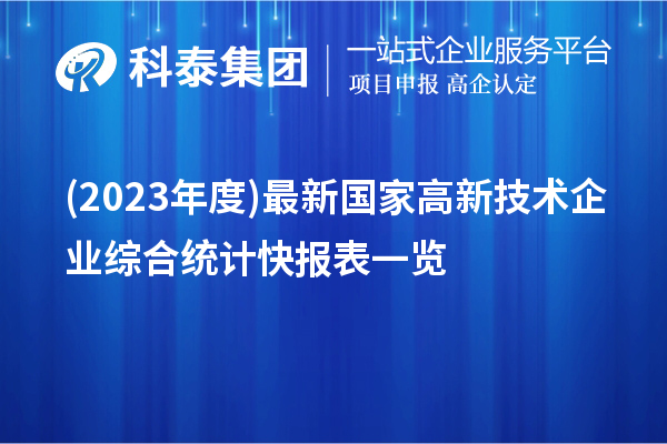 (2023年度)最新國家高新技術(shù)企業(yè)綜合統(tǒng)計(jì)快報(bào)表一覽