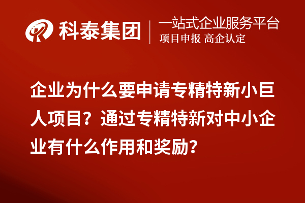 企業(yè)為什么要申請專精特新小巨人項(xiàng)目？通過專精特新對中小企業(yè)有什么作用和獎(jiǎng)勵(lì)？