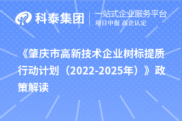 《肇慶市高新技術(shù)企業(yè)樹(shù)標提質(zhì)行動(dòng)計劃（2022-2025年）》政策解讀