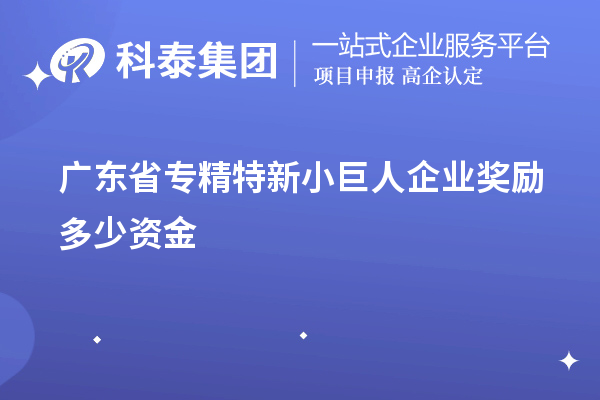 廣東省專精特新小巨人企業(yè)獎勵(lì)多少資金