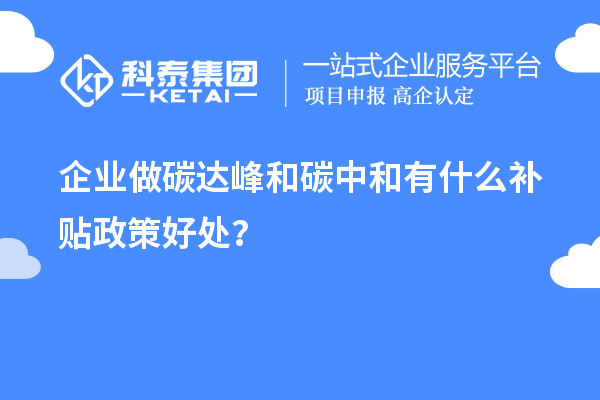 企業(yè)做碳達峰和碳中和有什么補貼政策好處？