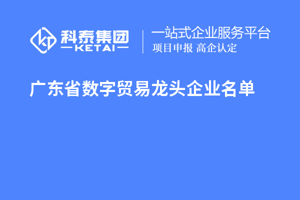 廣東省數(shù)字貿(mào)易龍頭企業(yè)名單