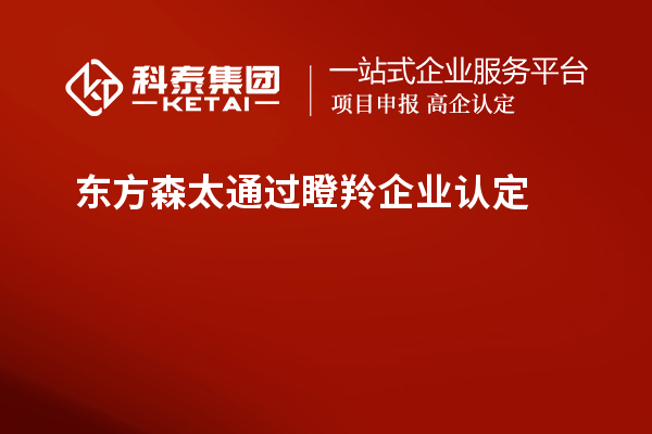 東方森太通過瞪羚企業(yè)認(rèn)定