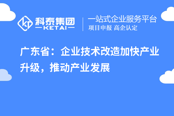 廣東省：企業(yè)技術(shù)改造加快產(chǎn)業(yè)升級，推動產(chǎn)業(yè)發(fā)展