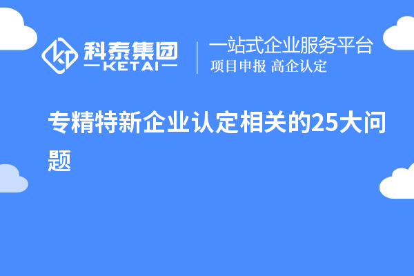 專(zhuān)精特新企業(yè)認定相關(guān)的25大問(wèn)題