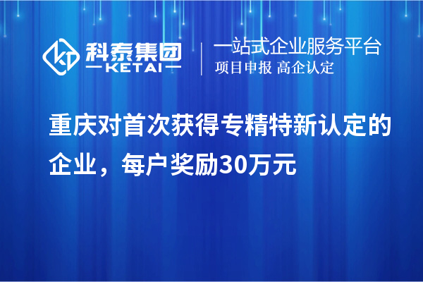 重慶對(duì)首次獲得專精特新認(rèn)定的企業(yè)，每戶獎(jiǎng)勵(lì)30萬元