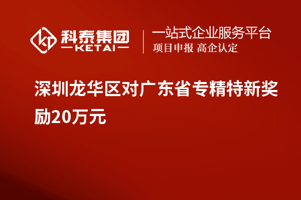 深圳龍華區(qū)對廣東省專精特新獎(jiǎng)勵(lì)20萬元