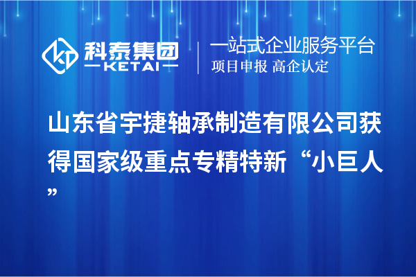 山東省宇捷軸承制造有限公司獲得國(guó)家級(jí)重點(diǎn)專精特新“小巨人”