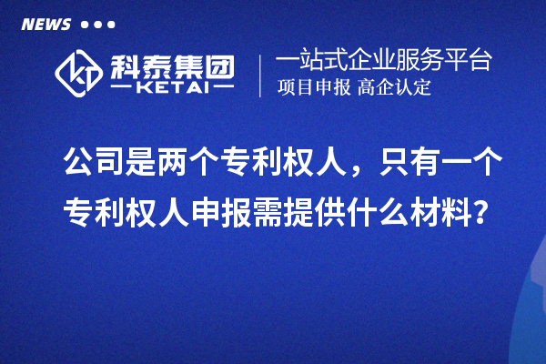 公司是兩個專利權(quán)人，只有一個專利權(quán)人申報需提供什么材料？