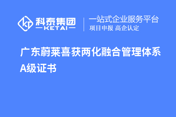 廣東蔚萊喜獲兩化融合管理體系A級證書(shū)