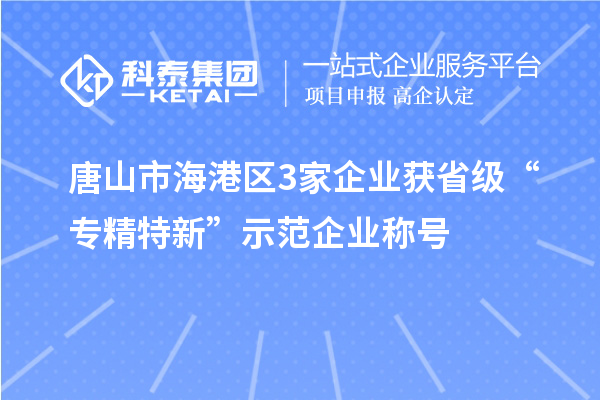 唐山市海港區3家企業(yè)獲省級“專(zhuān)精特新”示范企業(yè)稱(chēng)號