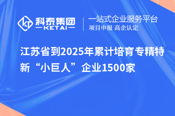 江蘇省到2025年累計培育專精特新“小巨人”企業(yè)1500家