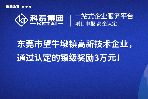 東莞市望牛墩鎮高新技術(shù)企業(yè)，通過(guò)認定的鎮級獎勵3萬(wàn)元！