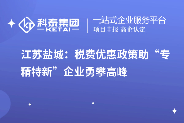 江蘇鹽城：稅費優(yōu)惠政策助“專精特新”企業(yè)勇攀高峰