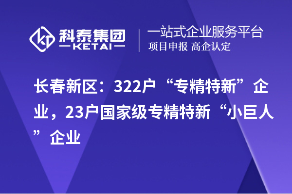 長(zhǎng)春新區(qū)：322戶“專精特新”企業(yè)，23戶國(guó)家級(jí)專精特新“小巨人”企業(yè)