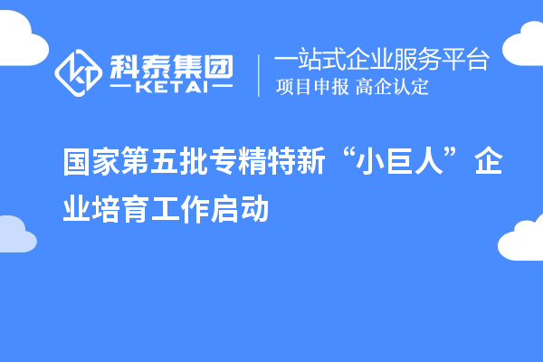 國(guó)家第五批專精特新“小巨人”企業(yè)培育工作啟動(dòng)