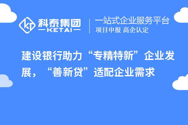 建設(shè)銀行助力“專精特新”企業(yè)發(fā)展，“善新貸”適配企業(yè)需求