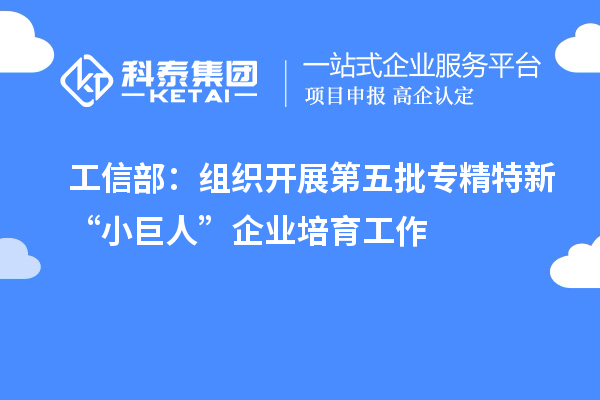 工信部：組織開(kāi)展第五批專(zhuān)精特新“小巨人”企業(yè)培育工作