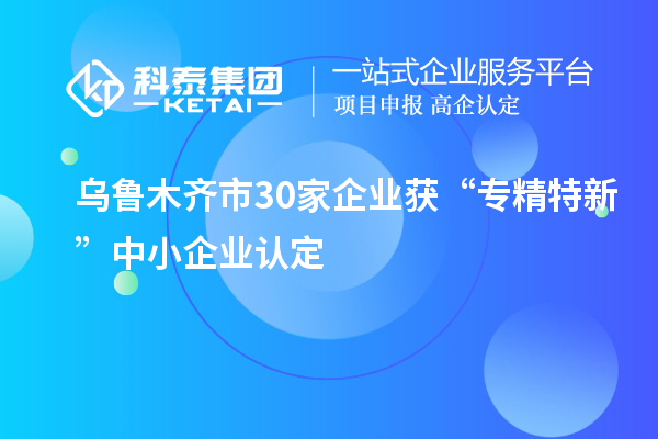 烏魯木齊市30家企業(yè)獲“專精特新”中小企業(yè)認定