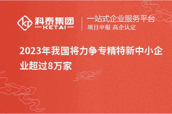 2023年我國將力爭專精特新中小企業(yè)超過8萬家