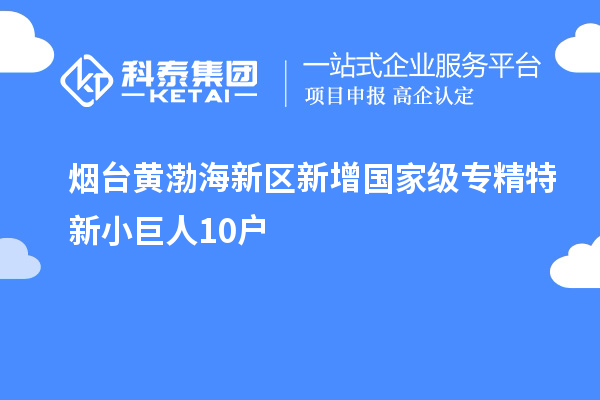 煙臺(tái)黃渤海新區(qū)新增國(guó)家級(jí)專精特新小巨人10戶