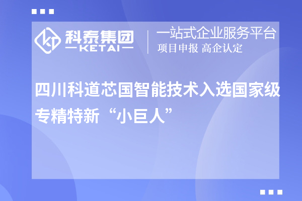 四川科道芯國智能技術(shù)入選國家級專精特新“小巨人”