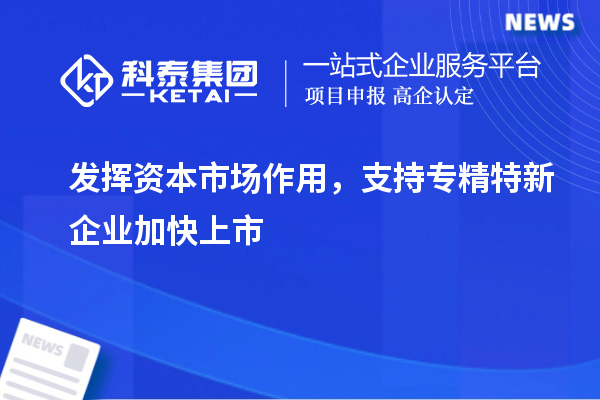 發(fā)揮資本市場作用，支持專精特新企業(yè)加快上市