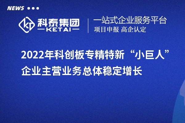 2022年科創(chuàng  )板專(zhuān)精特新“小巨人”企業(yè)主營(yíng)業(yè)務(wù)總體穩定增長(cháng)