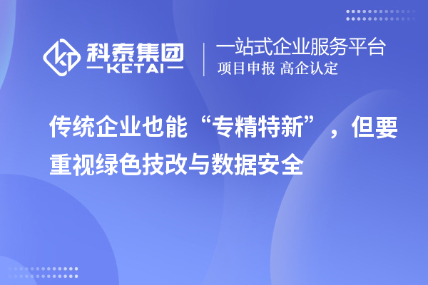 傳統(tǒng)企業(yè)也能“專精特新”，但要重視綠色技改與數(shù)據(jù)安全