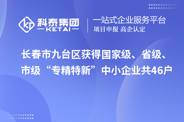 長春市九臺區(qū)獲得國家級、省級、市級“專精特新”中小企業(yè)共46戶