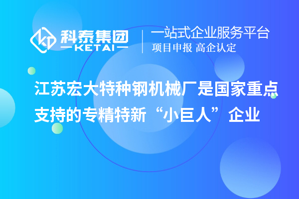 江蘇宏大特種鋼機(jī)械廠是國(guó)家重點(diǎn)支持的專(zhuān)精特新“小巨人”企業(yè)