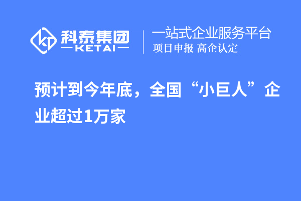 預(yù)計(jì)到今年底，全國(guó)“小巨人”企業(yè)超過1萬(wàn)家