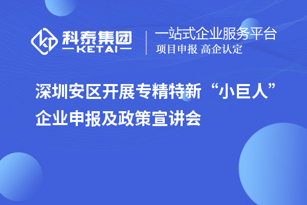 深圳安區(qū)開(kāi)展專精特新“小巨人”企業(yè)申報(bào)及政策宣講會(huì)