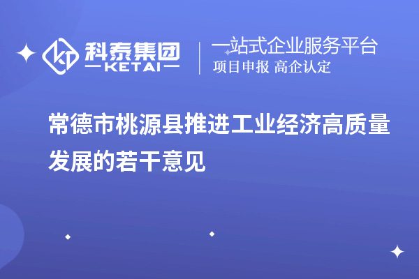 常德市桃源縣推進工業(yè)經(jīng)濟高質(zhì)量發(fā)展的若干意見