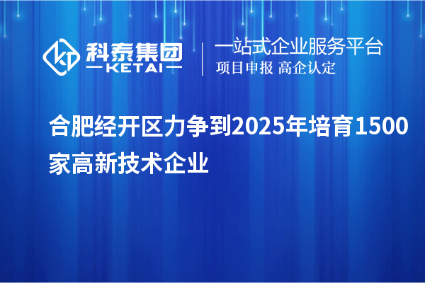 合肥經(jīng)開(kāi)區力爭到2025年培育1500家高新技術(shù)企業(yè)