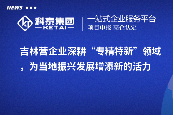 吉林營企業(yè)深耕“專精特新”領(lǐng)域，為當(dāng)?shù)卣衽d發(fā)展增添新的活力