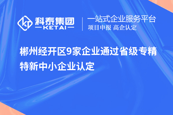 郴州經(jīng)開區(qū)9家企業(yè)通過省級專精特新中小企業(yè)認(rèn)定