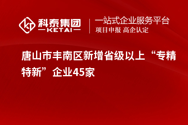 唐山市豐南區(qū)新增省級(jí)以上“專精特新”企業(yè)45家