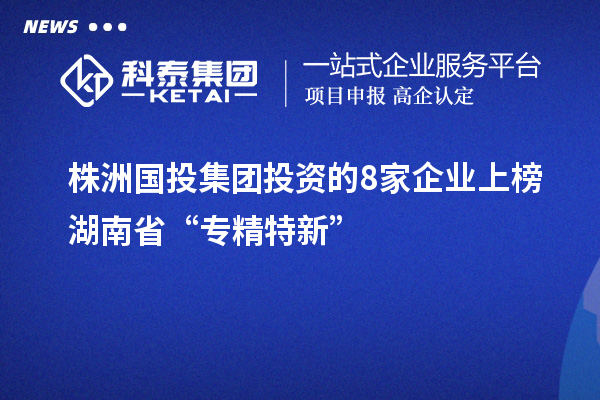 株洲國投集團(tuán)投資的8家企業(yè)上榜湖南省“專精特新”