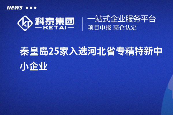 秦皇島25家入選河北省專精特新中小企業(yè)