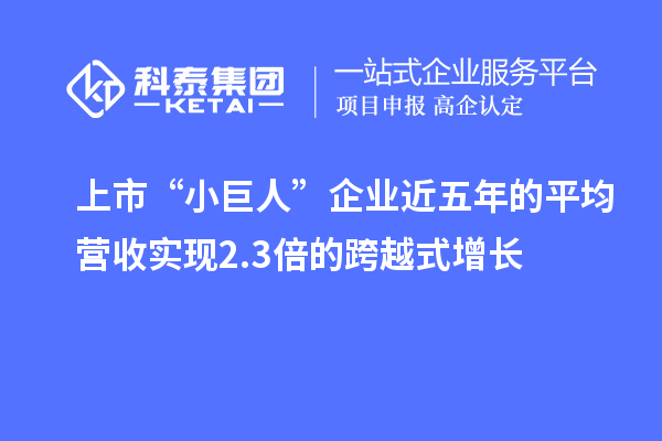 上市“小巨人”企業(yè)近五年的平均營收實現(xiàn)2.3倍的跨越式增長