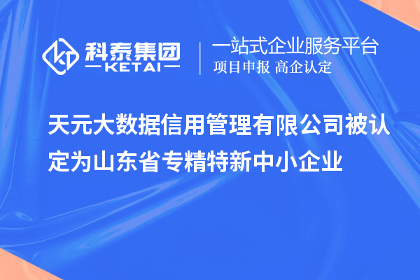 天元大數據信用管理有限公司被認定為山東省專(zhuān)精特新中小企業(yè)