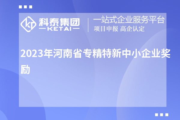 2023年河南省專精特新中小企業(yè)獎(jiǎng)勵(lì)