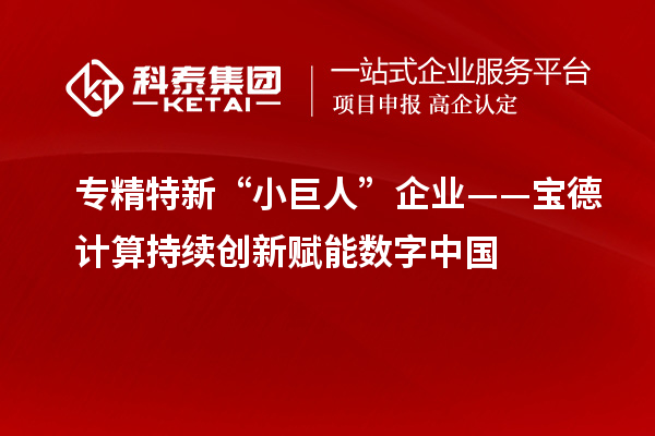 專精特新“小巨人”企業(yè)——寶德計算持續(xù)創(chuàng)新賦能數(shù)字中國