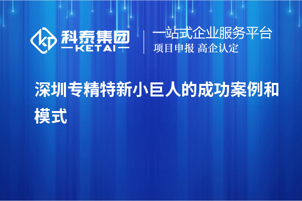 深圳專(zhuān)精特新小巨人的成功案例和模式