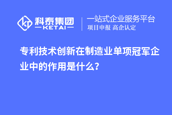 專利技術(shù)創(chuàng)新在制造業(yè)單項(xiàng)冠軍企業(yè)中的作用是什么？