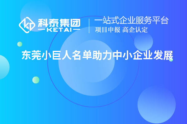 東莞小巨人名單助力中小企業(yè)發(fā)展