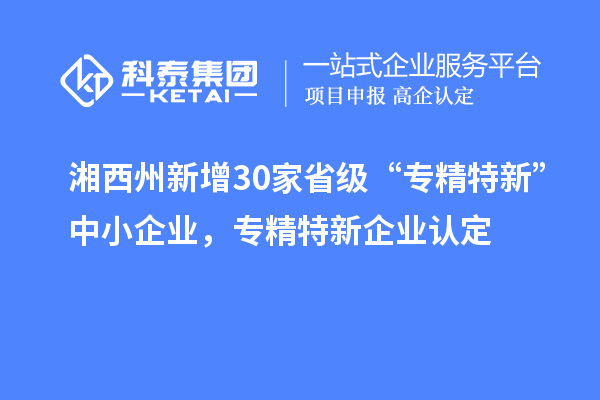 湘西州新增30家省級 “專精特新”中小企業(yè)，專精特新企業(yè)認定