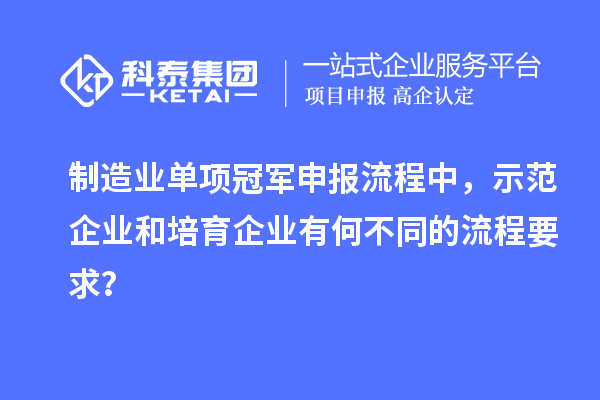 制造業(yè)單項(xiàng)冠軍申報(bào)流程中，示范企業(yè)和培育企業(yè)有何不同的流程要求？