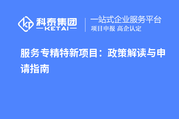 服務專精特新項目：政策解讀與申請指南